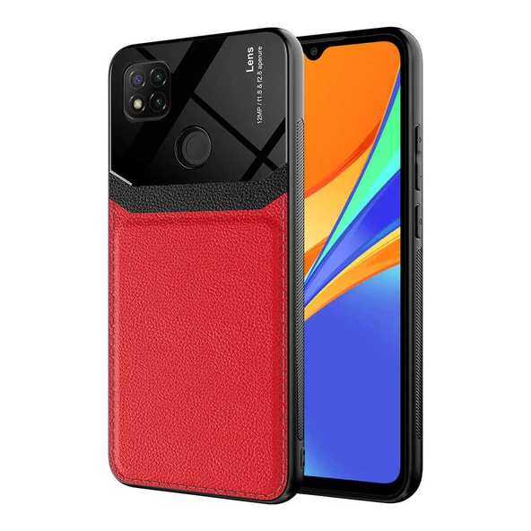 Redmi 9C Kılıf Deri Görünümlü Tasarım Sert Arka Kapak ürün görseli 1