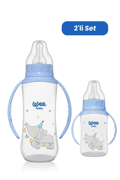 Wee Baby Klasik Kulplu PP Biberon 150 ml ve 270 ml Biberon Seti - MAVİ ürün görseli 1
