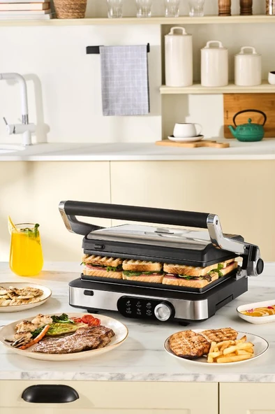 Gastro Gourmet Izgara ve Tost Makinesi Inox 2000 W 6 Dilim Kapasiteli ürün görseli 1