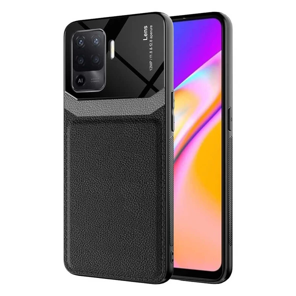 Oppo Reno 5 Lite Kılıf Deri Görünümlü Tasarım Sert Arka Kapak ürün görseli 1