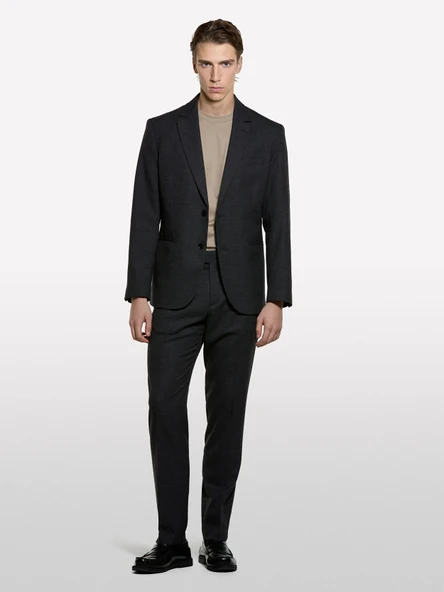 Sisley   Viskoz Karışımlı Düğmeli Blazer Ceket Erkek Siyah Ceket - 325A2SDDSW02F ürün görseli 1