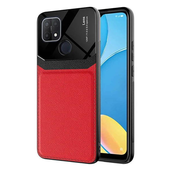 Oppo A15S Kılıf Deri Görünümlü Tasarım Sert Arka Kapak ürün görseli 1