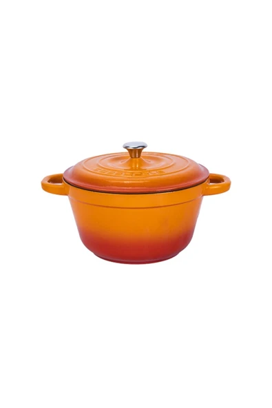 Lava Döküm Yuvarlak Tencere Döküm Demir Kapak New Heritage Serisi Çap(ø)22cm - Turuncu ürün görseli 1