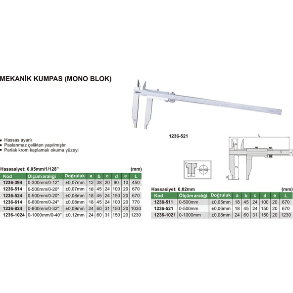 Insize 1236 Mekanik Kumpas (Mono Blok) - 1236-511 ürün görseli 1