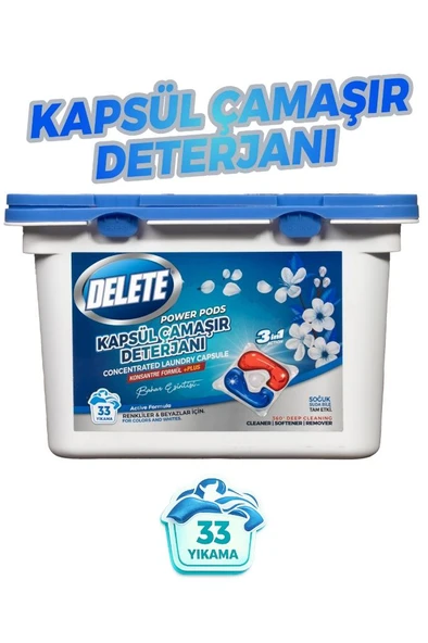 Delete Çamaşır Yıkama Kapsülü - Renkliler ve Beyazlar - 33 Yıkama ürün görseli 1