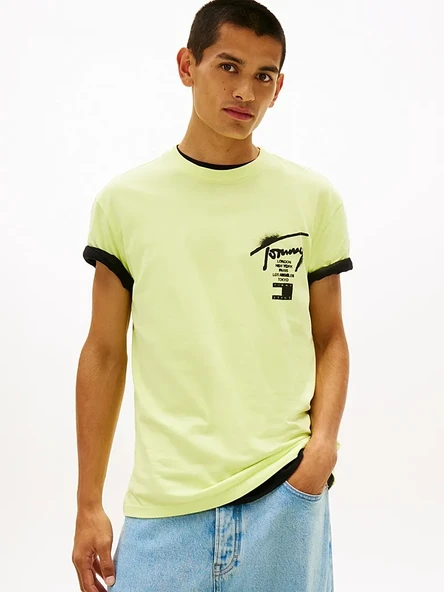 Tommy Hilfiger   TJM REG CITY SIGN SS TEE EXT Erkek Yeşil T-Shirt - DM0DM22553 ürün görseli 1