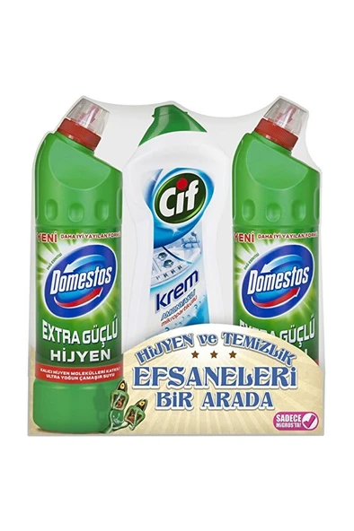 DOMESTOS Çamaşır Suyu Dağ Esintisi 2x810g + Cif Krem ürün görseli 1