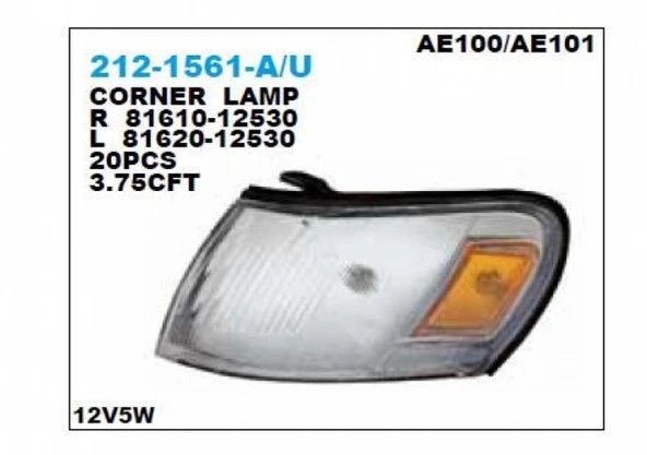 Sinyal Lambası Corolla 1993-1995 Çıkıntılı Sarı Duylu Sol (Oem No:81620-12530) (Adet) ürün görseli 1