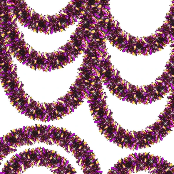 Mor Turuncu Renk 4 Cm Genişlik Garland Çift Renk Sim Süs 180 Cm ürün görseli 1