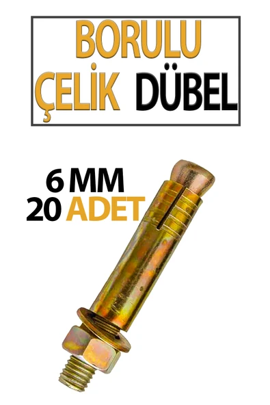 Borulu Çelik Dübel 6 Mm (20 Adet) ürün görseli 1
