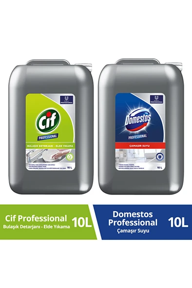 Domestos Professional Çamaşır Suyu 10 L + Cif Professional Bulaşık Deterjanı Elde Yıkama 10 L ürün görseli 1
