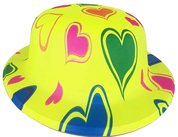 Plastik Neon Desenli Uv Işık Parti Şapkası Sarı 1 Adet ürün görseli 1