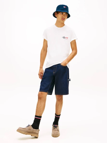 Tommy Hilfiger   TJM SLIM SIGN CHEST SS TEE EXT Erkek Beyaz T-Shirt - DM0DM22538 ürün görseli 1