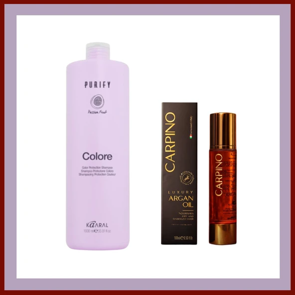 kaaral purify colore 1000ml şampuan +carpino lüx argan yağ 100ml ikili set ürün görseli 1
