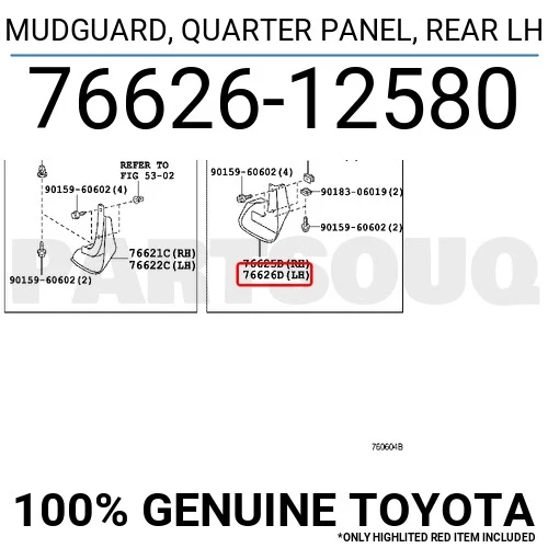 Paçalık Corolla 10Sonrası (Ön-Arka) Set (Oem No: 76621-622-12260 / 76625-26-12580) ürün görseli 1