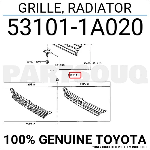 Panjur Corolla  93-97 (Oem No: 53101-1A020) ürün görseli 1
