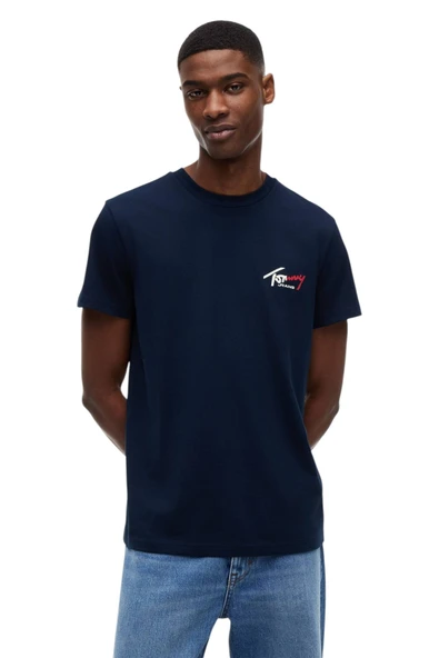 Tommy Hilfiger   TJM SLIM SIGN CHEST SS TEE EXT Erkek Mavi T-Shirt - DM0DM22538 ürün görseli 1