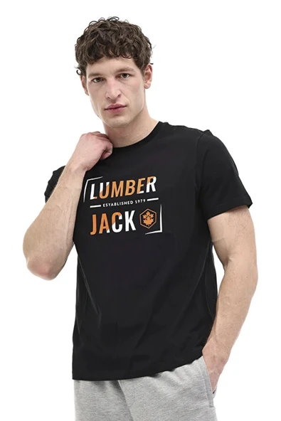 Lumberjack Okina 11id1-104 0 Yaka Erkek Tshirt - Siyah ürün görseli 1