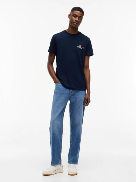 Tommy Hilfiger   TJM SLIM SIGN CHEST SS TEE EXT Erkek Mavi T-Shirt - DM0DM22538 ürün görseli 1