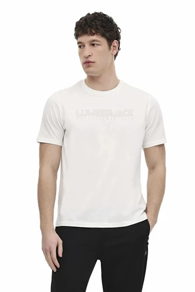 Lumberjack Ulrich 11id1-100 0 Yaka Erkek Tshirt - Kirik Beyaz ürün görseli 1
