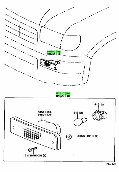 Hilux (Ln85, Ln105, Ln 106) 89 97 Tampon Sinyali Sağ  (Oem No:8151089133) ürün görseli 1