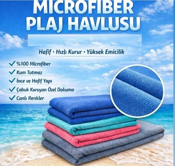 Bilmar Mikrofiber Ultra Emici Hızlı Kuruyan Kum Tutmaz Spor, Havuz, Plaj Havlusu 70 X 140 Cm x 4 Adet ürün görseli 1
