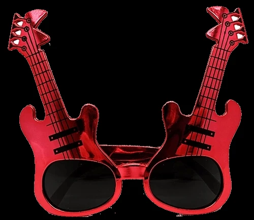 Kırmızı Renk Rockn Roll Gitar Şekilli Parti Gözlüğü 15x15 Cm ürün görseli 1