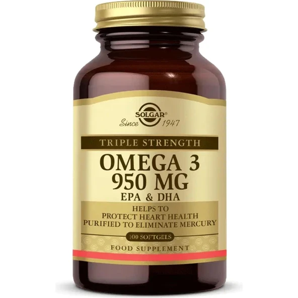 Solgar Omega 3 950 Mg 100 Yumuşak Jelatinli Kapsül ürün görseli 1
