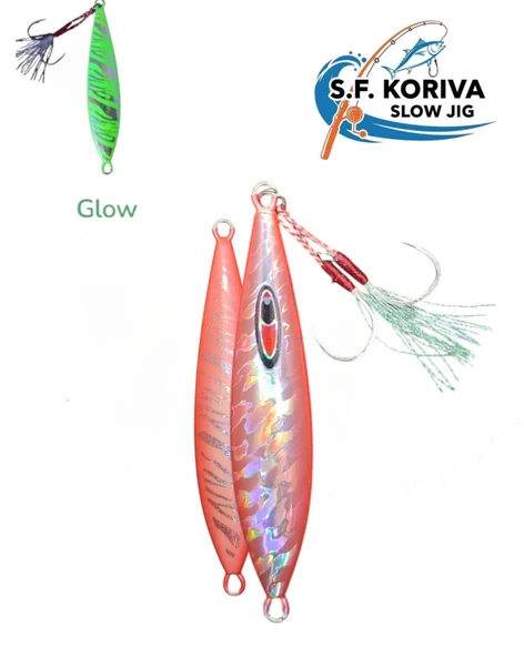 Koriva Slow Jig 120gr - Glow - Akya Sinarit Lahos Trança Antenli Mercan Gibi Balık Avları İçin Jig ürün görseli 1