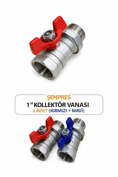 Kollektör Vanası Kelebek Kollu Rakorlu Su Küresel Vana 1 Parmak 32' Lik 1 İnç (Takım Adedi 2 Parça) ürün görseli 1