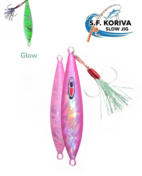 Koriva Slow Jig 120gr - Glow - Akya Sinarit Lahos Trança Antenli Mercan Gibi Balık Avları İçin Jig ürün görseli 1