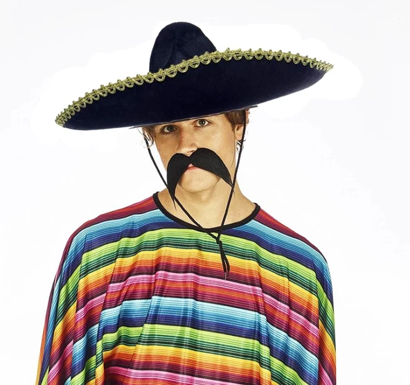 Sombrero Meksika Şapkası Mariachi Altın Şeritli Yetişkin Boy ürün görseli 1