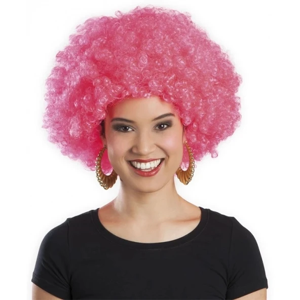 Pembe Renk Kıvırcık Afro Bonus Peruk ürün görseli 1