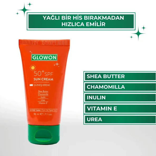 GLOWON SPF 50+ Yüz Güneş Kremi 50ml ürün görseli 1