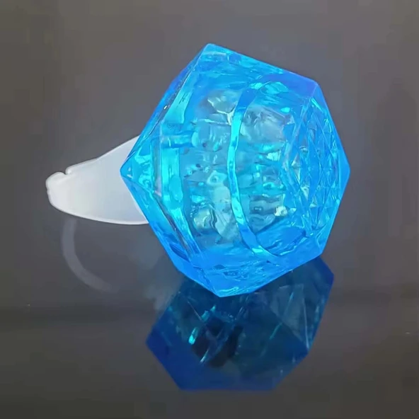 Kristal Tasarımlı Led Glow Işıklı 3 Modlu Mavi Yüzük 3.5 X 5 Cm ürün görseli 1