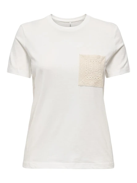 Only   ONLENJA S/S O-NECK POCKET TOP JRS Kadın Beyaz T-Shirt - 15369258 ürün görseli 1