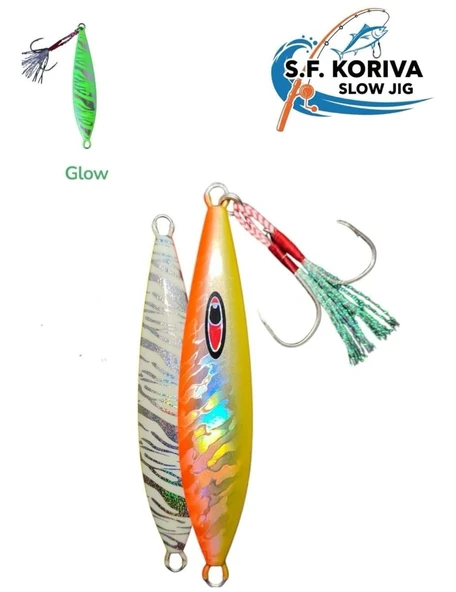 Koriva Slow Jig 120gr - Glow - Akya Sinarit Lahos Trança Antenli Mercan Gibi Balık Avları İçin Jig ürün görseli 1