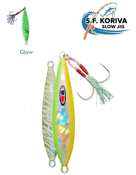 Koriva Slow Jig 130gr - Glow - Akya Sinarit Lahos Trança Antenli Mercan Gibi Balık Avları İçin Jig ürün görseli 1