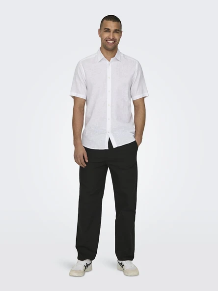 Only & Sons   ONSSINUS LOOSE 0007 COT LIN PANT NOOS Erkek Siyah Pantolon - 22028267 ürün görseli 1