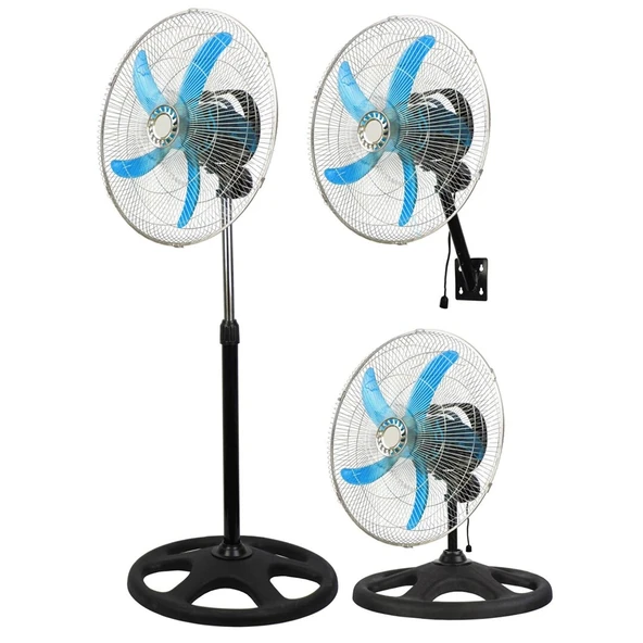 KİWİ KFAN-7473 20" 50CM SANAYİ VANTİLATÖR 3İN1=DUVARA MONTE- MASA ÜSTÜ- AYAKLI 3 KADEME HIZ- 5 METAL KANAT 54W ürün görseli 1
