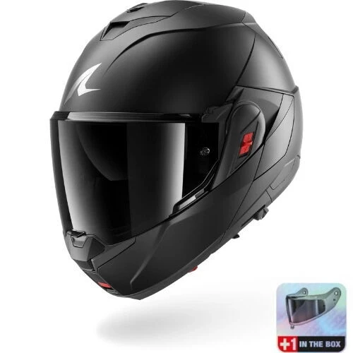SHARK OXO DARK SHADOW MAT SİYAH MODÜLER KASK (RENKLİ CAM VE PINLOCK HEDİYELİDİR) ürün görseli 1