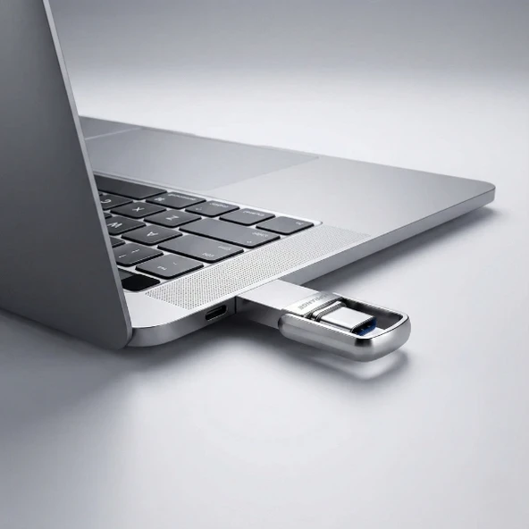 64GB Metal Flash Disk USB 3.2 ve Type-C 2'si 1 Arada Yüksek Hızlı Çift Girişli Bellek ürün görseli 1