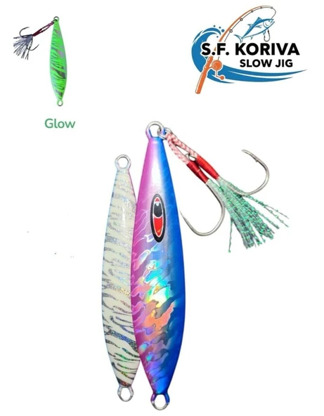 Koriva Slow Jig 130gr - Glow - Akya Sinarit Lahos Trança Antenli Mercan Gibi Balık Avları İçin Jig ürün görseli 1