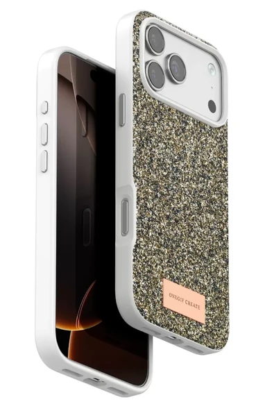 Onegif Apple iPhone 17 Pro Max Bright Simli Kapak - Çöl Titanyum ürün görseli 1