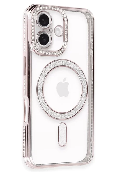 Newface Apple iPhone 16 Kılıf Joke Simli Magneticsafe Kılıf - Pembe ürün görseli 1