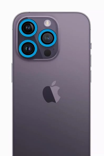 Newface Apple iPhone 12 Pro Max Neon Fosforlu Kamera Lens - Mavi ürün görseli 1