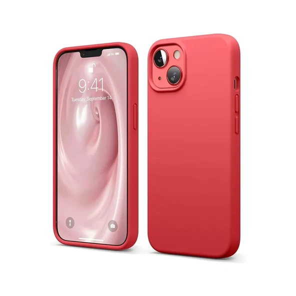 Newface Apple iPhone 14 Kılıf First Silikon - Kırmızı - Resim 3
