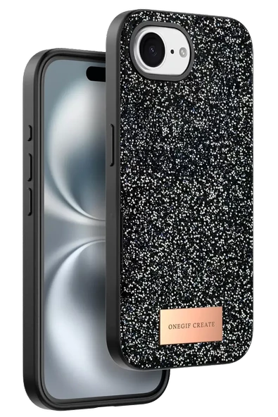 Onegif Apple iPhone 16E Bright Simli Kapak - Siyah ürün görseli 1
