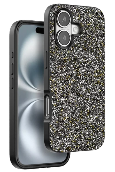 Onegif Apple iPhone 16 Plus Bright Simli Kapak - Gümüş ürün görseli 1