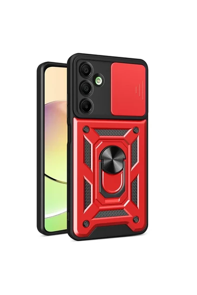 Newface Samsung Galaxy A16 5G Kılıf Pars Lens Yüzüklü Silikon - Kırmızı ürün görseli 1